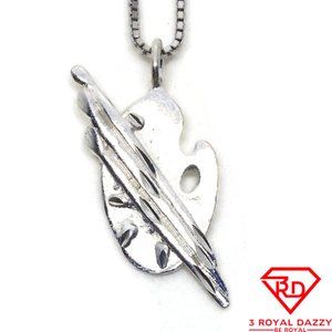 Painter brush 3D Pendant 925 Sterling Silver